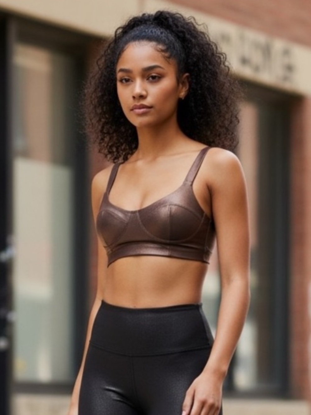 NWT Lululemon Everlux Longline Workout Bra *Matte Foil Matte Shine Espresso Sz L